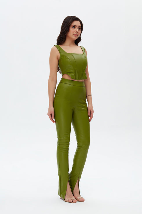 Delhi vegan leather high waist tights