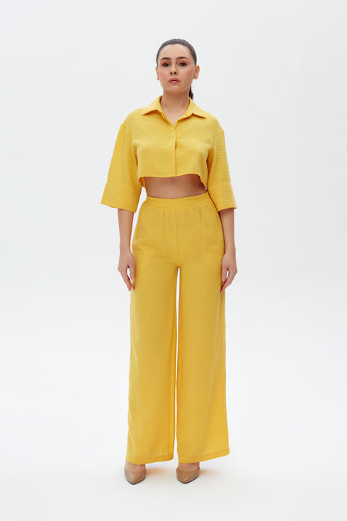 Shell Yellow Loose Fit Trousers