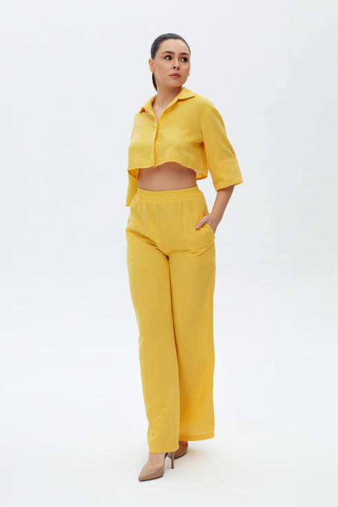Shell Yellow Loose Fit Trousers