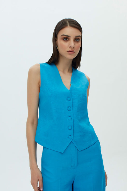 Azure blue v neck vest