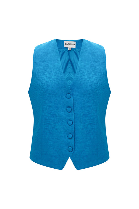 Azure blue v neck vest