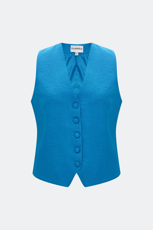Azure blue v neck vest