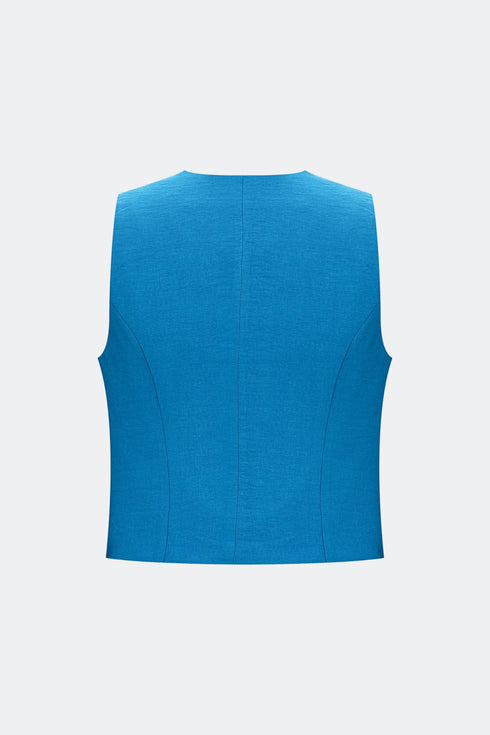 Azure blue v neck vest