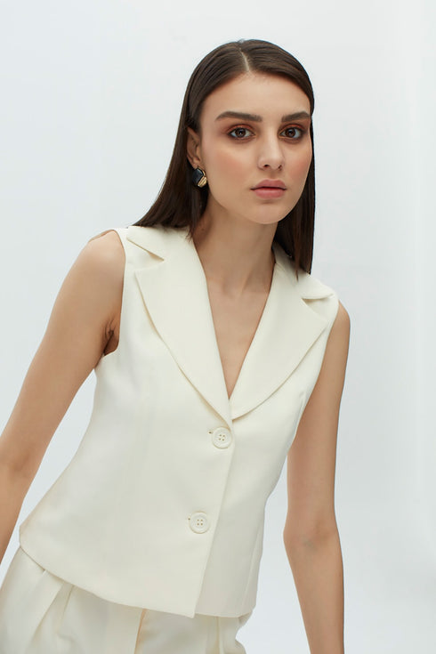 White jasmine v neck vest