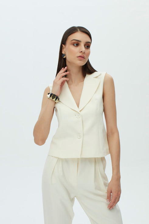 White jasmine v neck vest