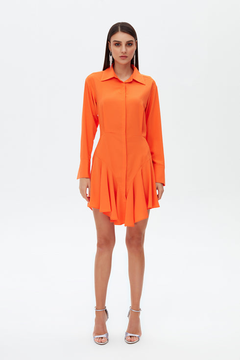 Frill detailed shirt mini dress