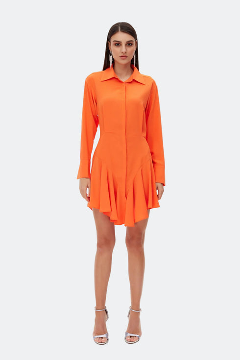 Frill detailed shirt mini dress