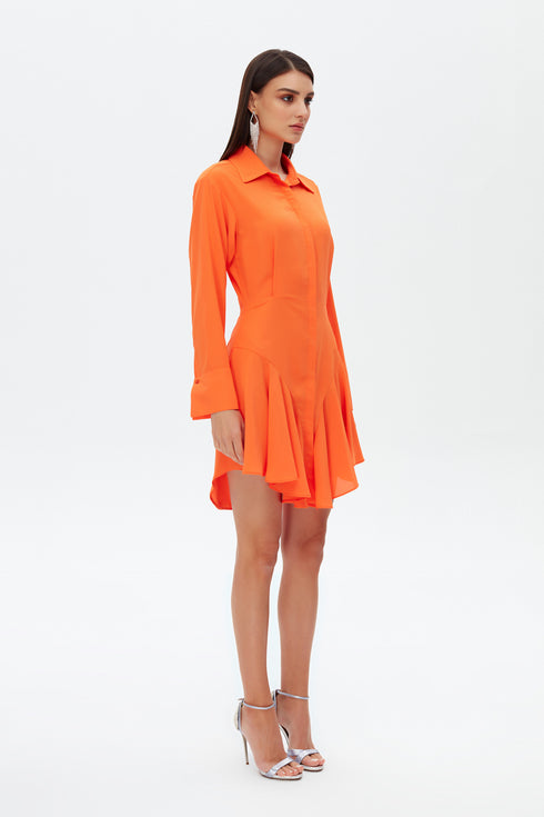 Frill detailed shirt mini dress