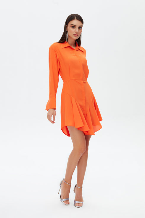Frill detailed shirt mini dress