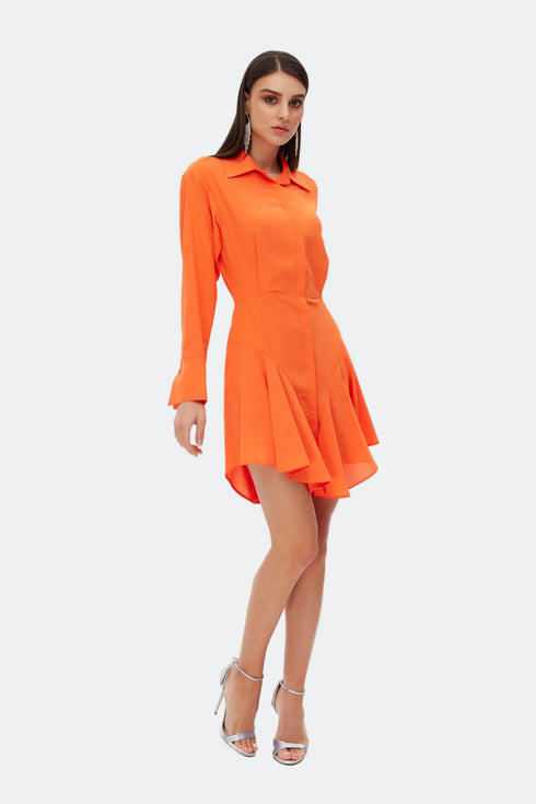 Frill detailed shirt mini dress