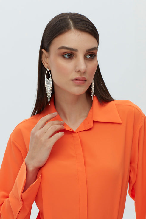 Frill detailed shirt mini dress