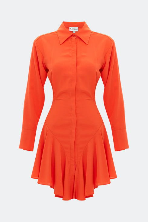 Frill detailed shirt mini dress