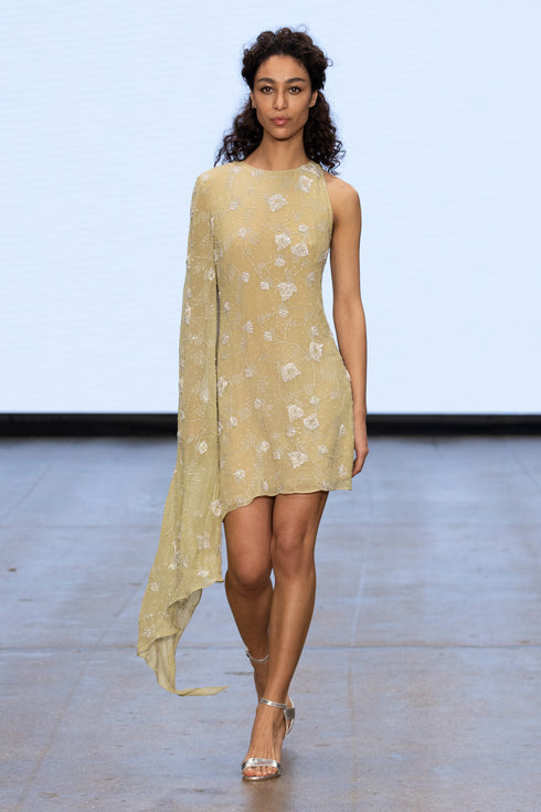 MINI DRESS WITH ASYMMETRIC APPEARANCE