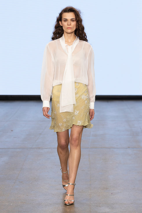 SILK EMBROIDERED MINI SKIRT