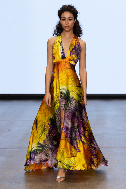 SILK DRESS WITH NECKTIE