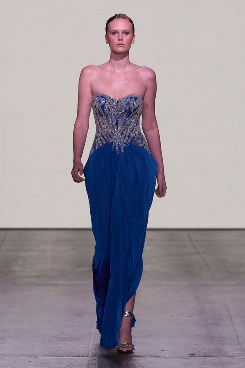 BRAS FORM, SILVER COLOR EMBROIDERED DRESS