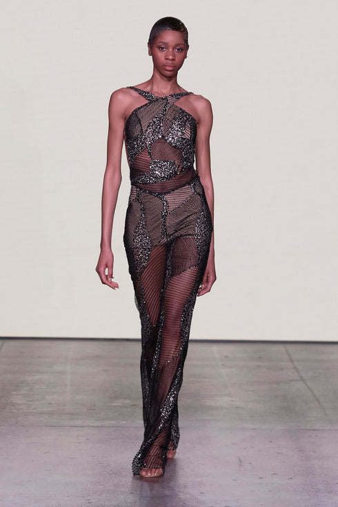 TRANSPARENT DETAILED, EMBROIDERED JUMPSUIT