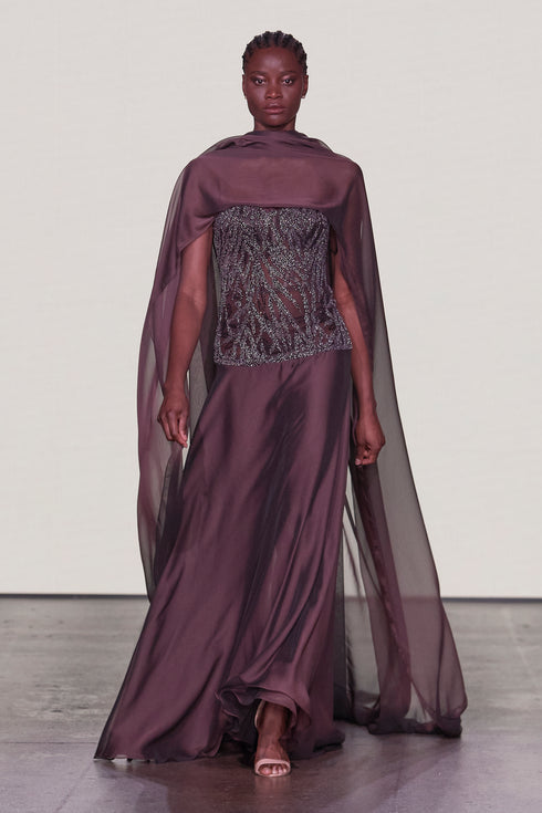 PROCESSING DETAILED, CHIFFON DRESS