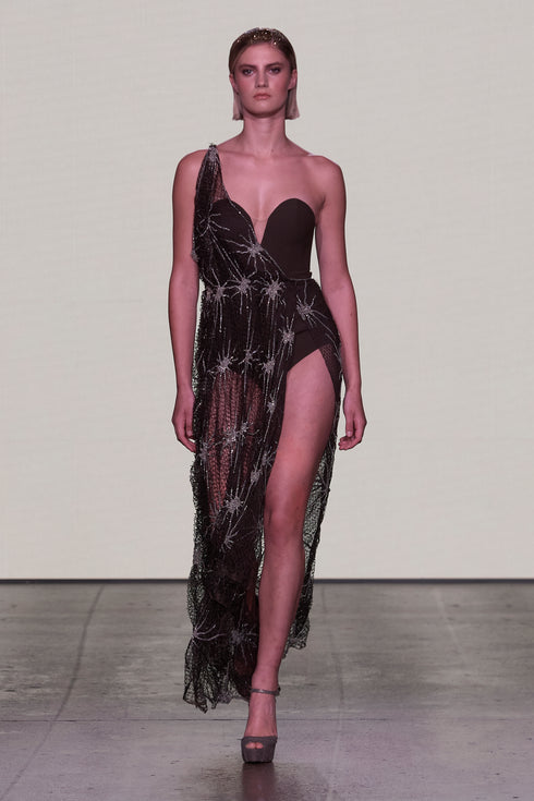 DRESS WITH TRANSPARENT DETAILS