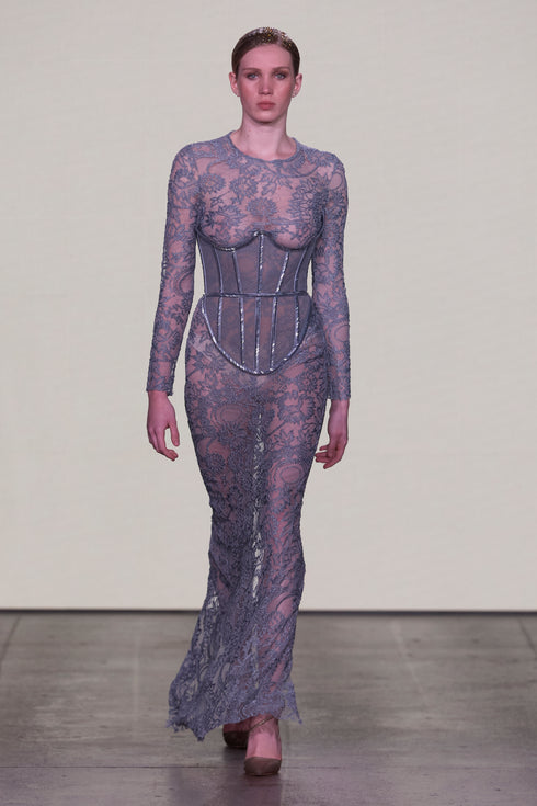 DRESS WITH LACE AND CORSET DETAILS