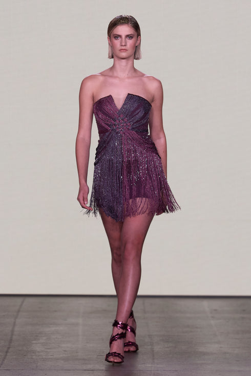 MINI DRESS WITH FRINGE AND KNIT DETAILS