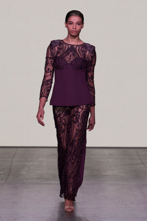 LACE DETAILED JACKET AND LACE TROUSERS