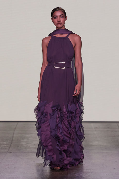 CHIFFON DRESS WITH TONSURTON DETAIL