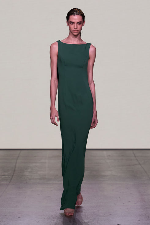 BOAT NECK, BACK DECOLTATED DRESS