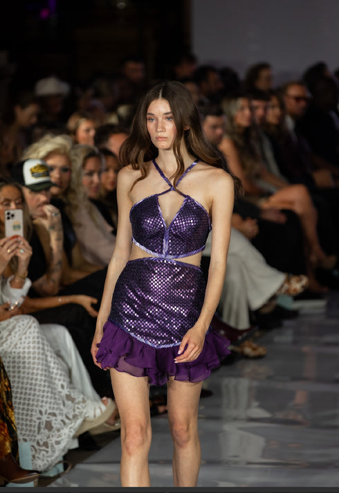 Cut-Out Sequined Mini Dress