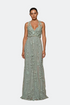 Soft Green V Neck Embroidered Dress