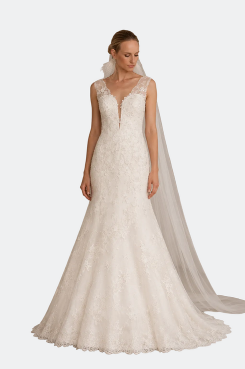 3-D Inlaid Mermaid Wedding Dress