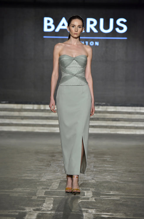 Bra Form Bustier With Cross Form Drape Detail