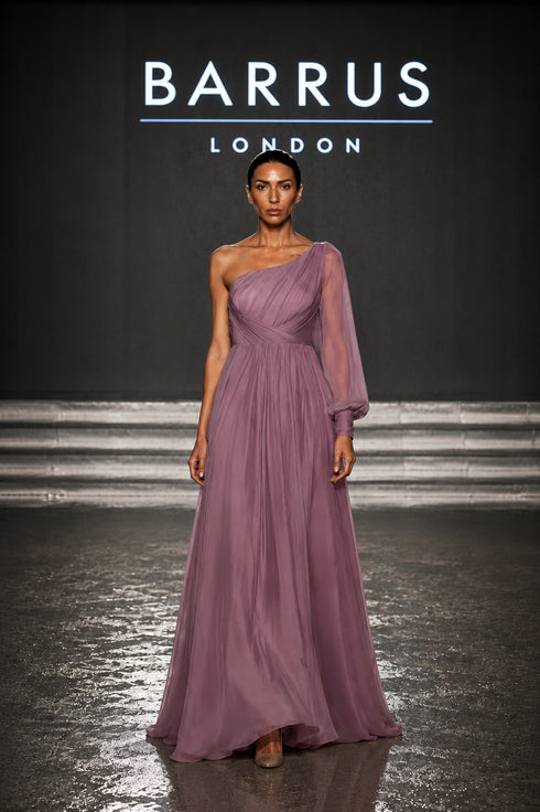 One Sleeve Dress With Drape Detail