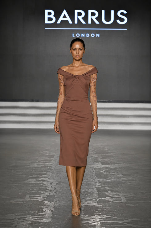 Pencil Dress With Embroidered Sleeves