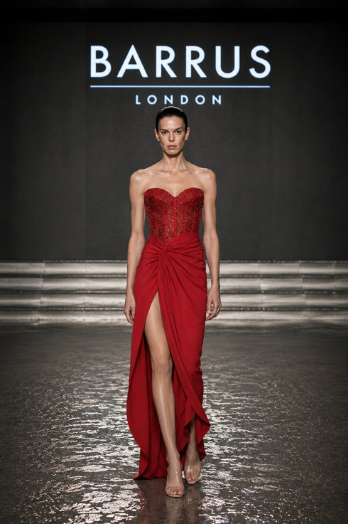 Bra Form Single Slit Dress With Knot Detail