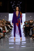 Violet Tailored Suit with Printed Scarf