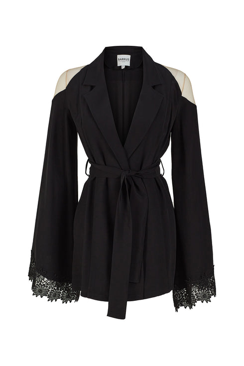 LACE DETAILED BLACK KIMONO