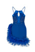 TULLE DETAILED COBALT MINI DRESS