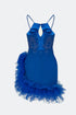 Tulle Detailed Cobalt Mini Dress