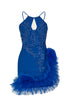 TULLE DETAILED COBALT MINI DRESS