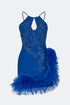 Tulle Detailed Cobalt Mini Dress