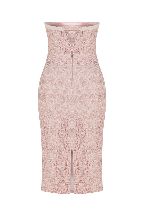 LIGHT PINK BOW TIE DETAILED PENCIL DRESS