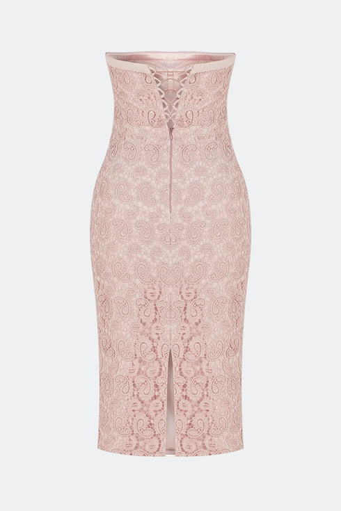 Light Pink Bow Tie Detailed Pencil Dress