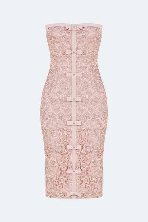 Light Pink Bow Tie Detailed Pencil Dress