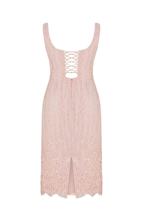 ELEGANT LACE PENCIL MIDI DRESS