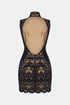 Dark Navy Blue High Neck Mini Dress