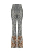 SILVER SEQUIN HIGH WAIST FLARED TROUSERS