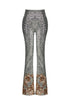 SILVER SEQUIN HIGH WAIST FLARED TROUSERS