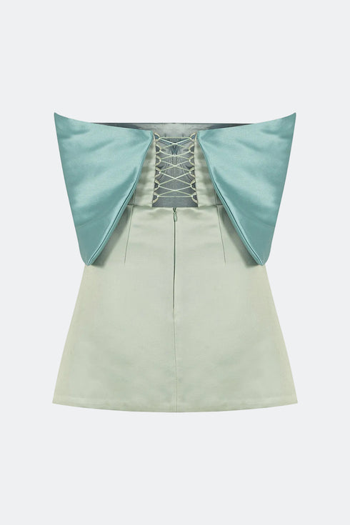 Sleeve Detailed Bicolor Mini Dress