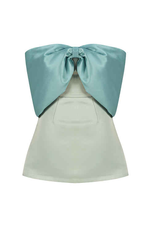 SLEEVE DETAILED BICOLOR MINI DRESS